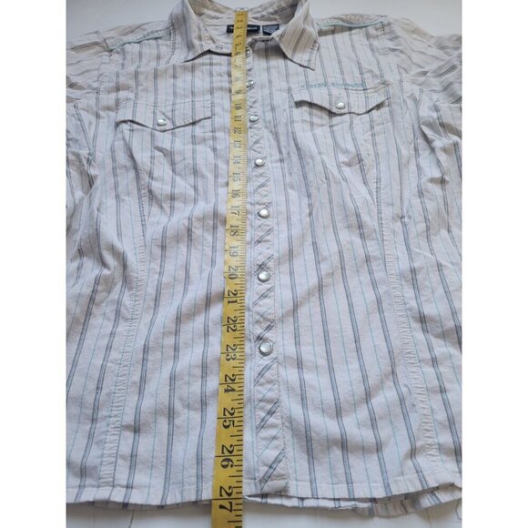Harley-Davidson White Striped Short Sleeve Pearl Snap Button Down Top Size M - Picture 11 of 11